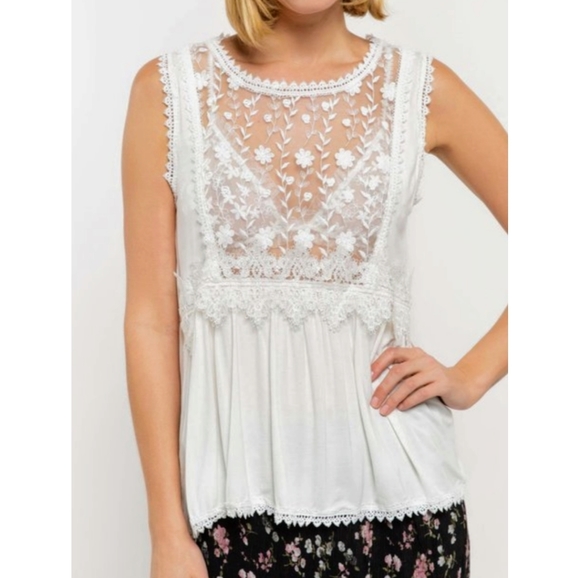 FINAL SALE 🆕🌿POL FLORAL MESH TOP🌿 - Picture 2 of 6